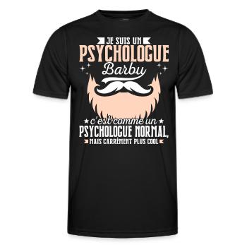 Barbe Humour Psychologue Barbu - T-shirt sport Homme - noir - Devant - AI Model Male 178 dark (178cm)