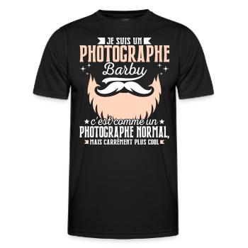 Barbe Humour Photographe Barbu - T-shirt sport Homme - noir - Devant - AI Model Male 178 dark (178cm)