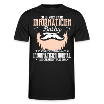 Barbe Humour Informaticien Barbu - T-shirt sport Homme - noir - Devant - AI Model Male 178 dark (178cm)