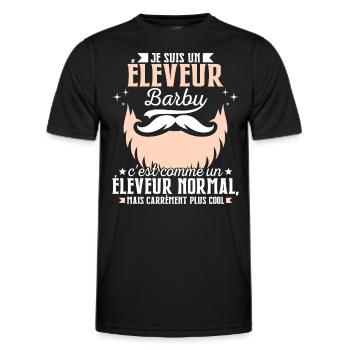 Barbe Humour Éleveur Barbu - T-shirt sport Homme - noir - Devant - AI Model Male 178 dark (178cm)