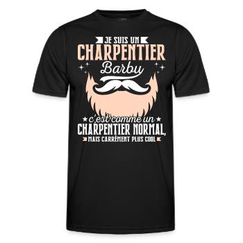 Barbe Humour Charpentier Barbu - T-shirt sport Homme - noir - Devant - AI Model Male 178 dark (178cm)