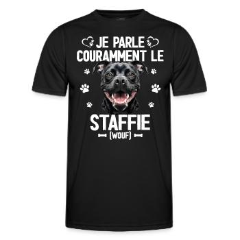 Parler Le Staffie Cadeau Humour Chien Staffie - T-shirt sport Homme - noir - Devant - AI Model Male 178 dark (178cm)