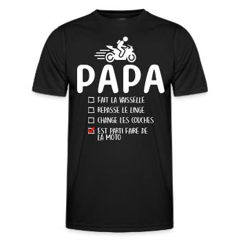 Père Motard Motorcycle Humour Moto Papa Motard - T-shirt sport Homme - noir - Devant - AI Model Male 178 dark (178cm)