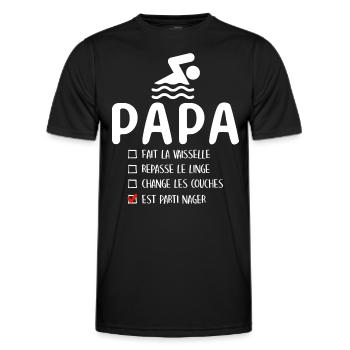 Père Nageur Piscine Humour Natation Papa Nageur - T-shirt sport Homme - noir - Devant - AI Model Male 178 dark (178cm)