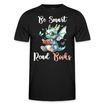 Be Smart Read Dragon Books Reading - Men's Functional T-Shirt - black - Front - AI Model Male 178 dark (178cm)