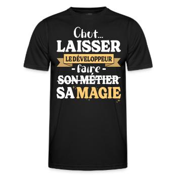 Entwickler macht seinen magischen Humor zum Entwickler - Männer Funktions-T-Shirt - Schwarz - Vorne - AI Model Male 178 dark (178cm)