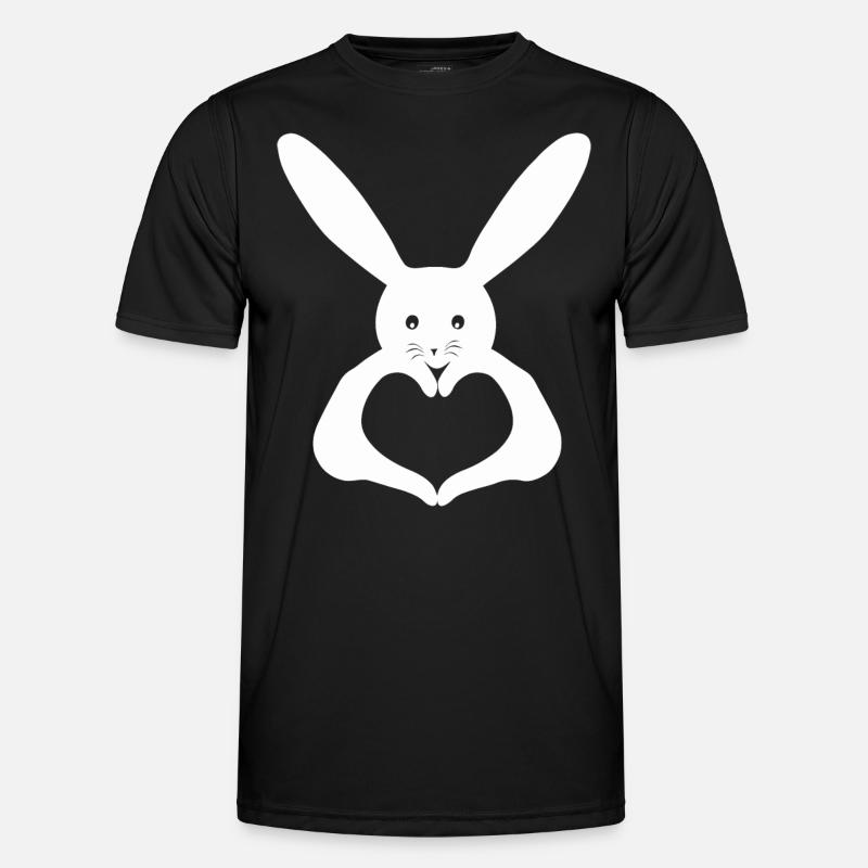 Heart Hand Shape Rabbit - Men's Functional T-Shirt - black