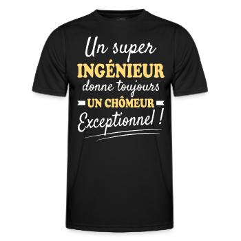 Exceptionnel Ingénieur Chômeur - T-shirt sport Homme - noir - Devant - AI Model Male 178 dark (178cm)