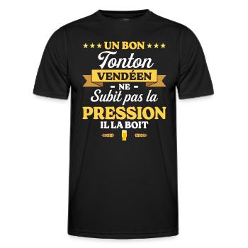 Tonton Vendéen Oncle Humour Tonton - T-shirt sport Homme - noir - Devant - AI Model Male 178 dark (178cm)