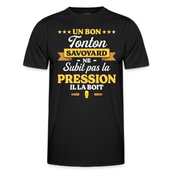 Tonton Savoyard Oncle Humour Tonton - T-shirt sport Homme - noir - Devant - AI Model Male 178 dark (178cm)