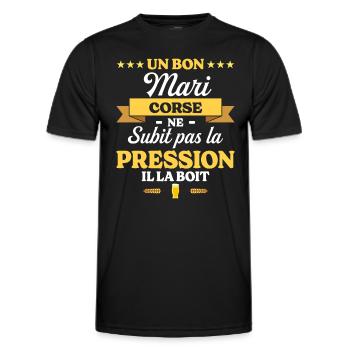 Mari Corse Compagnon Humour Mari - T-shirt sport Homme - noir - Devant - AI Model Male 178 dark (178cm)