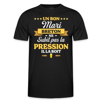 Mari Breton Compagnon Humour Mari - T-shirt sport Homme - noir - Devant - AI Model Male 178 dark (178cm)