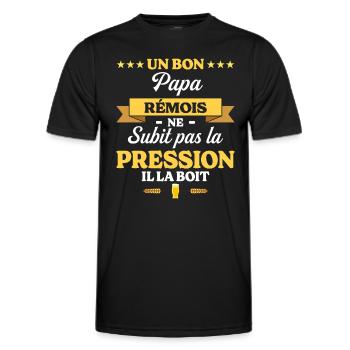 Papa Rémois Ne Subit Pas La Pression Humour Papa - T-shirt sport Homme - noir - Devant - AI Model Male 178 dark (178cm)