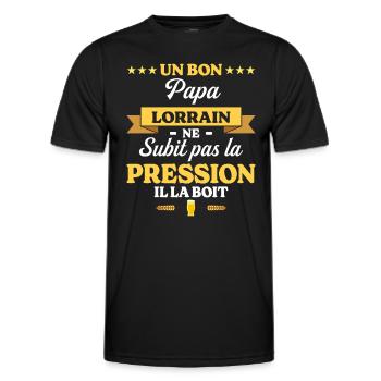 Papa Lorrain Ne Subit Pas La Pression Humour Papa - T-shirt sport Homme - noir - Devant - AI Model Male 178 dark (178cm)