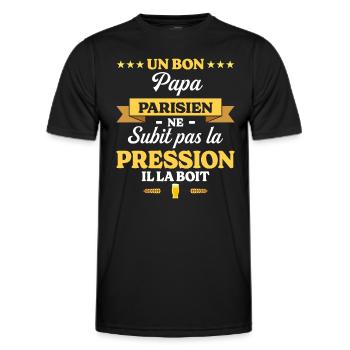 Papa Parisien Ne Subit Pas La Pression Humour Papa - T-shirt sport Homme - noir - Devant - AI Model Male 178 dark (178cm)