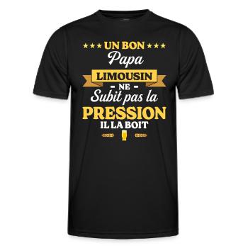 Papa Limousin Ne Subit Pas La Pression Humour Papa - T-shirt sport Homme - noir - Devant - AI Model Male 178 dark (178cm)