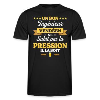 Ingénieur Vendéen Humour Génie - T-shirt sport Homme - noir - Devant - AI Model Male 178 dark (178cm)
