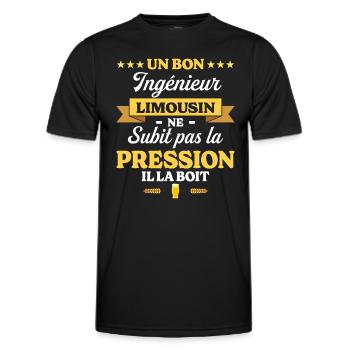 Ingénieur Limousin Humour Génie - T-shirt sport Homme - noir - Devant - AI Model Male 178 dark (178cm)
