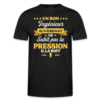 Ingénieur Auvergnat Humour Génie - T-shirt sport Homme - noir - Devant - AI Model Male 178 dark (178cm)