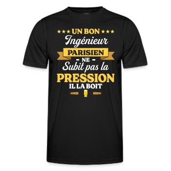 Ingénieur Parisien Humour Génie - T-shirt sport Homme - noir - Devant - AI Model Male 178 dark (178cm)