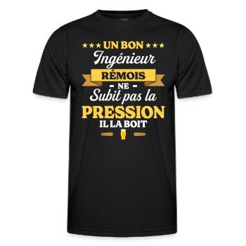Ingénieur Rémois Humour Génie - T-shirt sport Homme - noir - Devant - AI Model Male 178 dark (178cm)