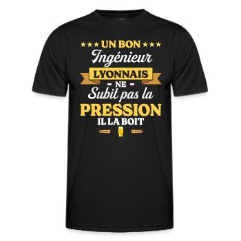 Ingénieur Lyonnais Humour Génie - T-shirt sport Homme - noir - Devant - AI Model Male 178 dark (178cm)