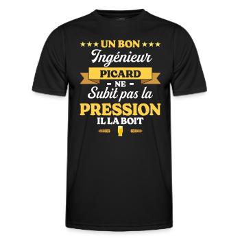 Ingénieur Picard Humour Génie - T-shirt sport Homme - noir - Devant - AI Model Male 178 dark (178cm)