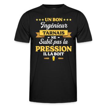 Ingénieur Tarnais Humour Génie - T-shirt sport Homme - noir - Devant - AI Model Male 178 dark (178cm)