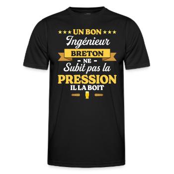 Ingénieur Breton Humour Génie - T-shirt sport Homme - noir - Devant - AI Model Male 178 dark (178cm)