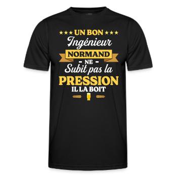 Ingénieur Normand Humour Génie - T-shirt sport Homme - noir - Devant - AI Model Male 178 dark (178cm)