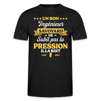 Ingénieur Savoyard Humour Génie - T-shirt sport Homme - noir - Devant - AI Model Male 178 dark (178cm)