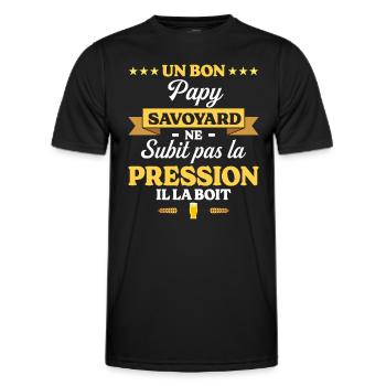 Papy Savoyard Grand-Père Humour Papy - T-shirt sport Homme - noir - Devant - AI Model Male 178 dark (178cm)