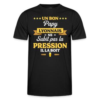 Papy Lyonnais Grand-Père Humour Papy - T-shirt sport Homme - noir - Devant - AI Model Male 178 dark (178cm)