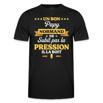 Papy Normand Grand-Père Humour Papy - T-shirt sport Homme - noir - Devant - AI Model Male 178 dark (178cm)