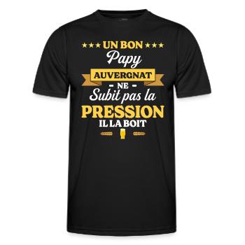 Papy Auvergnat Grand-Père Humour Papy - T-shirt sport Homme - noir - Devant - AI Model Male 178 dark (178cm)