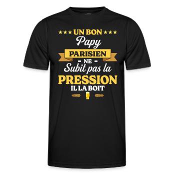 Papy Parisien Grand-Père Humour Papy - T-shirt sport Homme - noir - Devant - AI Model Male 178 dark (178cm)