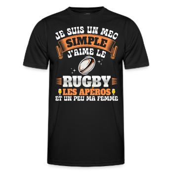 Rugbyman Humour Homme Rugby Et Apéro - T-shirt sport Homme - noir - Devant - AI Model Male 178 dark (178cm)