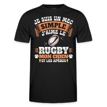 Rugbyman Humour Rugby Apéro Et Chien - T-shirt sport Homme - noir - Devant - AI Model Male 178 dark (178cm)