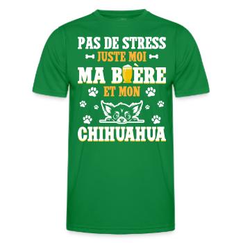 Humour Apéro Bière Papa Chien Chihuahua - T-shirt sport Homme - vert - Devant - AI Model Male 178 dark (178cm)