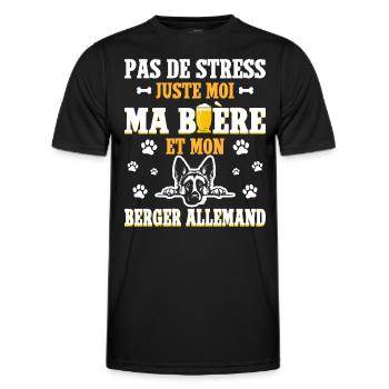 Humour Bière Papa Chien Berger Allemand - T-shirt sport Homme - noir - Devant - AI Model Male 178 dark (178cm)
