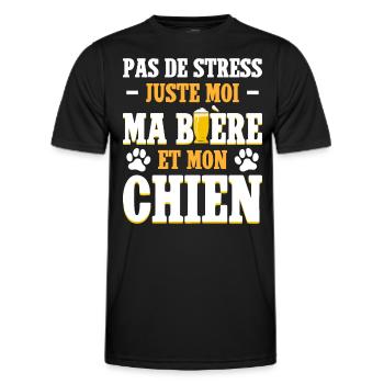 Père Humour Apéro Bière Papa Chien - T-shirt sport Homme - noir - Devant - AI Model Male 178 dark (178cm)