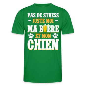 Père Humour Apéro Bière Papa Chien - T-shirt sport Homme - vert - Devant - AI Model Male 178 dark (178cm)