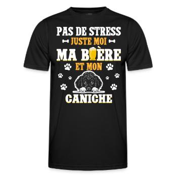 Humour Apéro Bière Papa Chien Caniche - T-shirt sport Homme - noir - Devant - AI Model Male 178 dark (178cm)