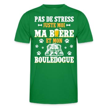 Bière Papa Chien Bouledogue - T-shirt sport Homme - vert - Devant - AI Model Male 178 dark (178cm)