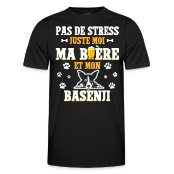 Humour Apéro Bière Papa Chien Basenji - T-shirt sport Homme - noir - Devant - AI Model Male 178 dark (178cm)