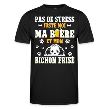 Humour Bière Papa Chien Bichon Frisé - T-shirt sport Homme - noir - Devant - AI Model Male 178 dark (178cm)
