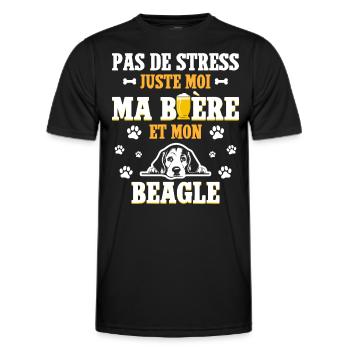 Humour Apéro Bière Papa Chien Beagle - T-shirt sport Homme - noir - Devant - AI Model Male 178 dark (178cm)