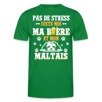 Humour Apéro Bière Papa Chien Maltais - T-shirt sport Homme - vert - Devant - AI Model Male 178 dark (178cm)