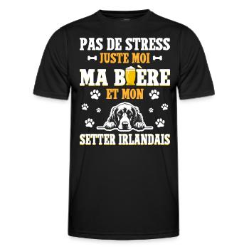 Bière Papa Chien Setter Irlandais - T-shirt sport Homme - noir - Devant - AI Model Male 178 dark (178cm)
