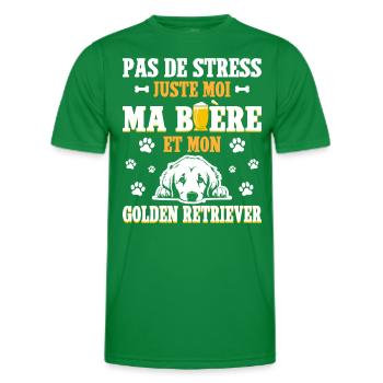 Bière Papa Chien Golden Retriever - T-shirt sport Homme - vert - Devant - AI Model Male 178 dark (178cm)